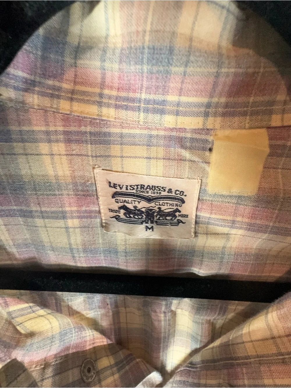 Levi’s Western Shirt Men’s Medium Vintage 90s Pearl Snap Pastel Plaid